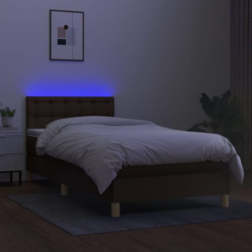 Box spring postelja z vzmetnico LED temno rjava 80x200 cm blago - Image 4