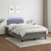 Box spring postelja z vzmetnico LED temno siva 120x200 cm blago