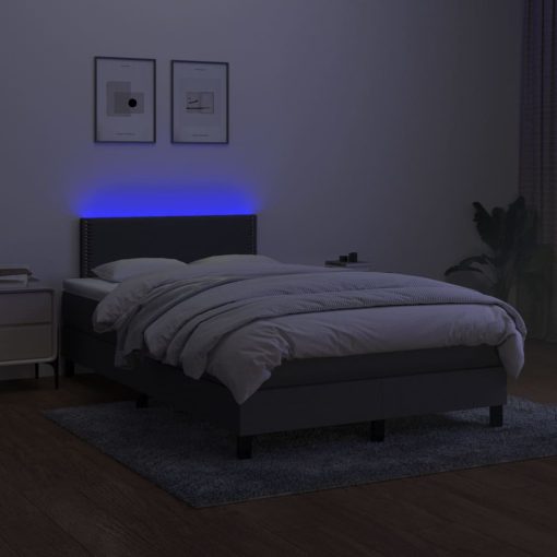 Box spring postelja z vzmetnico LED temno siva 120x200 cm blago - Image 4