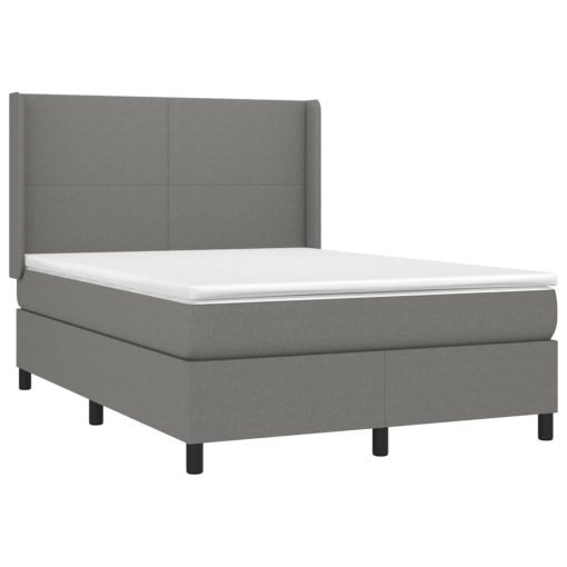 Box spring postelja z vzmetnico LED temno siva 140x190 cm blago - Image 4