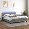 Box spring postelja z vzmetnico LED temno siva 160x200 cm blago