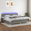 Box spring postelja z vzmetnico LED temno siva 200x200 cm blago