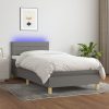 Box spring postelja z vzmetnico LED temno siva 80x200 cm blago