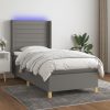 Box spring postelja z vzmetnico LED temno siva 80x200 cm blago