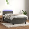 Box spring postelja z vzmetnico LED temno siva 80x200 cm žamet