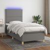 Box spring postelja z vzmetnico LED temno siva 90x190 cm blago