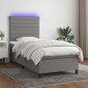 Box spring postelja z vzmetnico LED temno siva 90x190 cm blago