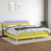 Box spring postelja z vzmetnico LED zelena 200x200 cm blago