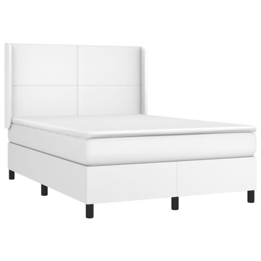 Box spring postelja z vzmetnico bel 140x190 cm umetno usnje - Image 3