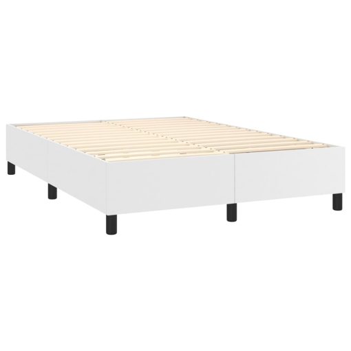 Box spring postelja z vzmetnico bel 140x190 cm umetno usnje - Image 4