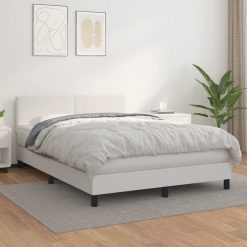 Box spring postelja z vzmetnico bel 140x190 cm umetno usnje