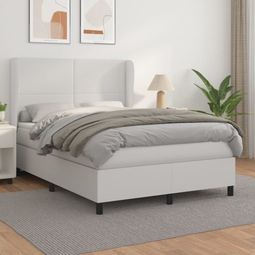 Box spring postelja z vzmetnico bel 140x190 cm umetno usnje
