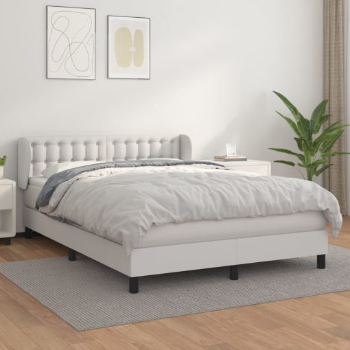 Box spring postelja z vzmetnico bel 140x190 cm umetno usnje
