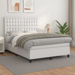 Box spring postelja z vzmetnico bel 140x200 cm umetno usnje