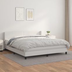 Box spring postelja z vzmetnico bel 160x200 cm umetno usnje