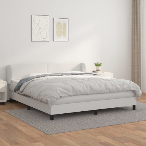 Box spring postelja z vzmetnico bel 160x200 cm umetno usnje