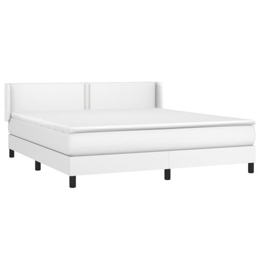 Box spring postelja z vzmetnico bel 160x200 cm umetno usnje - Image 3