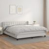 Box spring postelja z vzmetnico bela 180x200 cm umetno usnje