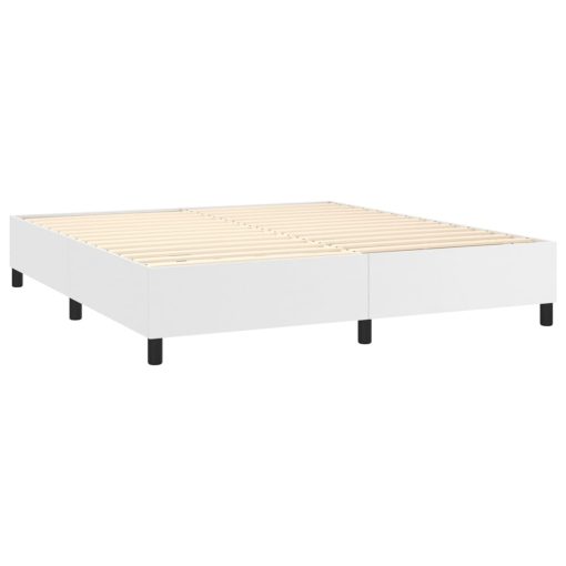 Box spring postelja z vzmetnico bela 180x200 cm umetno usnje - Image 4