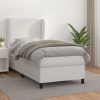 Box spring postelja z vzmetnico bela 80x200 cm umetno usnje