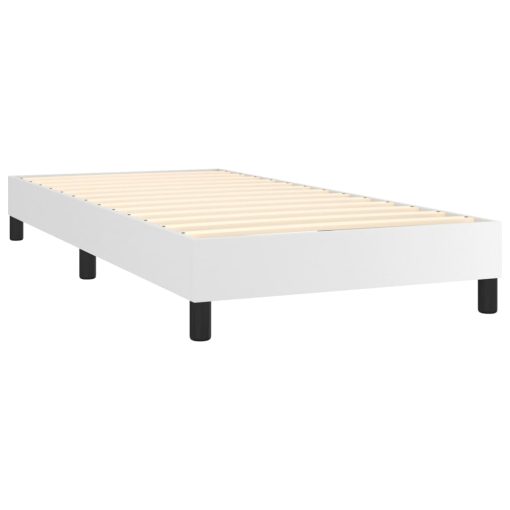 Box spring postelja z vzmetnico bela 90x200 cm umetno usnje - Image 4