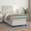 Box spring postelja z vzmetnico bela 90x200 cm umetno usnje