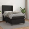 Box spring postelja z vzmetnico črn 100x200 cm umetno usnje