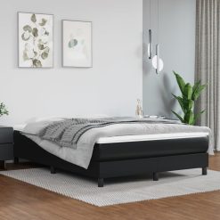 Box spring postelja z vzmetnico črn 140x190 cm umetno usnje