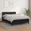 Box spring postelja z vzmetnico črn 140x190 cm umetno usnje