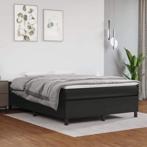 Box spring postelja z vzmetnico črn 140x190 cm umetno usnje