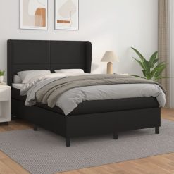 Box spring postelja z vzmetnico črn 140x200 cm umetno usnje