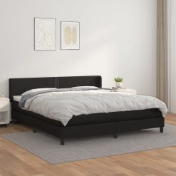 Box spring postelja z vzmetnico črn 160x200 cm umetno usnje