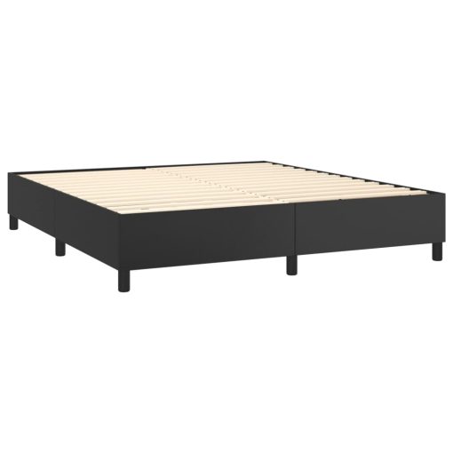 Box spring postelja z vzmetnico črn 160x200 cm umetno usnje - Image 4