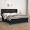 Box spring postelja z vzmetnico črn 160x200 cm umetno usnje