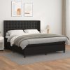 Box spring postelja z vzmetnico črn 180x200 cm umetno usnje