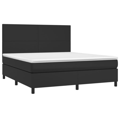 Box spring postelja z vzmetnico črn 180x200 cm umetno usnje - Image 3