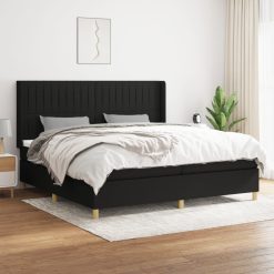 Box spring postelja z vzmetnico črn 200x200 cm blago