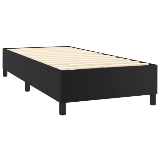 Box spring postelja z vzmetnico črn 90x190 cm umetno usnje - Image 4