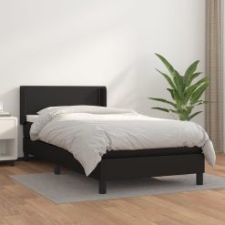 Box spring postelja z vzmetnico črn 90x190 cm umetno usnje