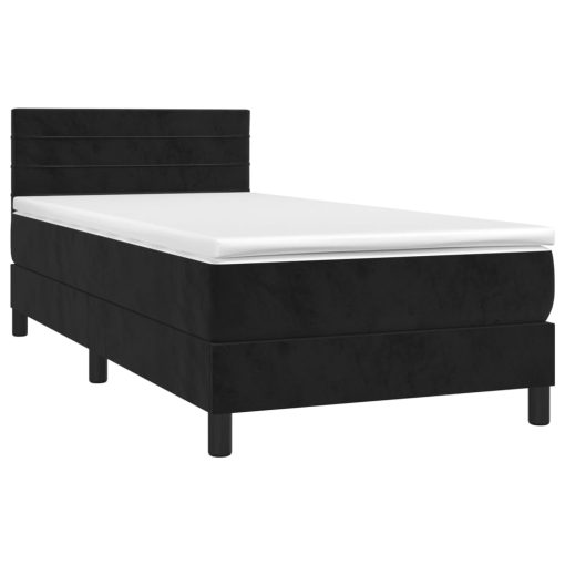 Box spring postelja z vzmetnico črn 90x190 cm žamet - Image 3