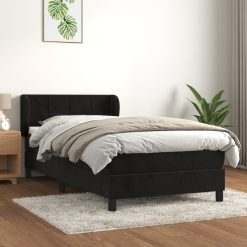 Box spring postelja z vzmetnico črn 90x190 cm žamet