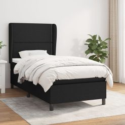 Box spring postelja z vzmetnico črna 100x200 cm blago