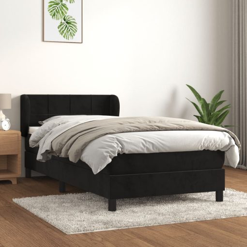 Box spring postelja z vzmetnico črna 100x200 cm žamet