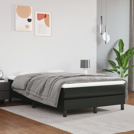 Box spring postelja z vzmetnico črna 120x200 cm umetno usnje