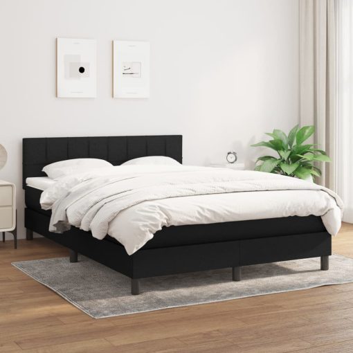 Box spring postelja z vzmetnico črna 140x200 cm blago