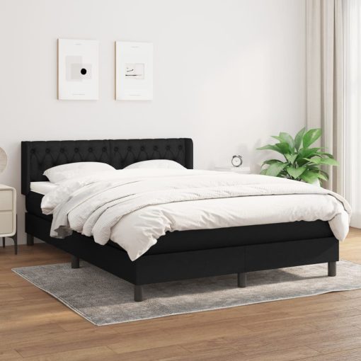 Box spring postelja z vzmetnico črna 140x200 cm blago