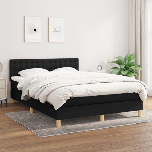 Box spring postelja z vzmetnico črna 140x200 cm blago