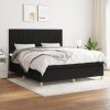 Box spring postelja z vzmetnico črna 160x200 cm blago