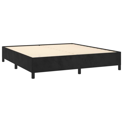 Box spring postelja z vzmetnico črna 160x200 cm žamet - Image 4