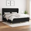 Box spring postelja z vzmetnico črna 180x200 cm blago